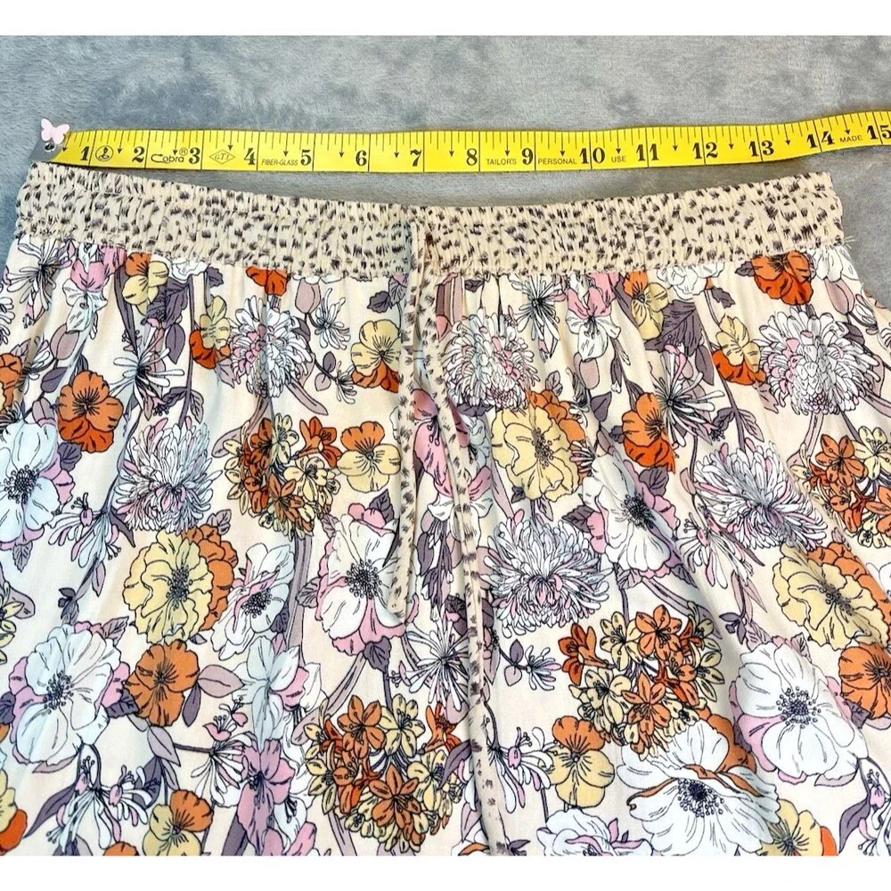 Umgee NEW! tiered floral drawstring elastic waist midi skirt lightweight size M